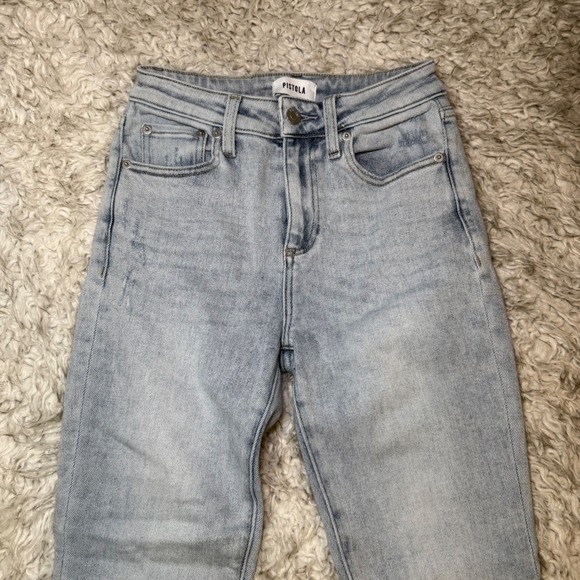 Pistola Lennon High Rise Raw Hem Crop Flare Jeans Size 25 Light Wash - Picture 3 of 10